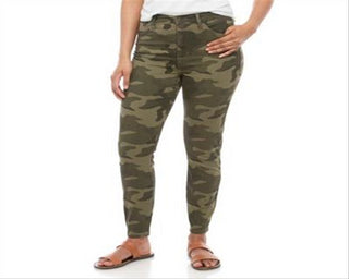 Celebrity Pink Junior's Camo Print High Rise Skinny Jeans Green Size 9