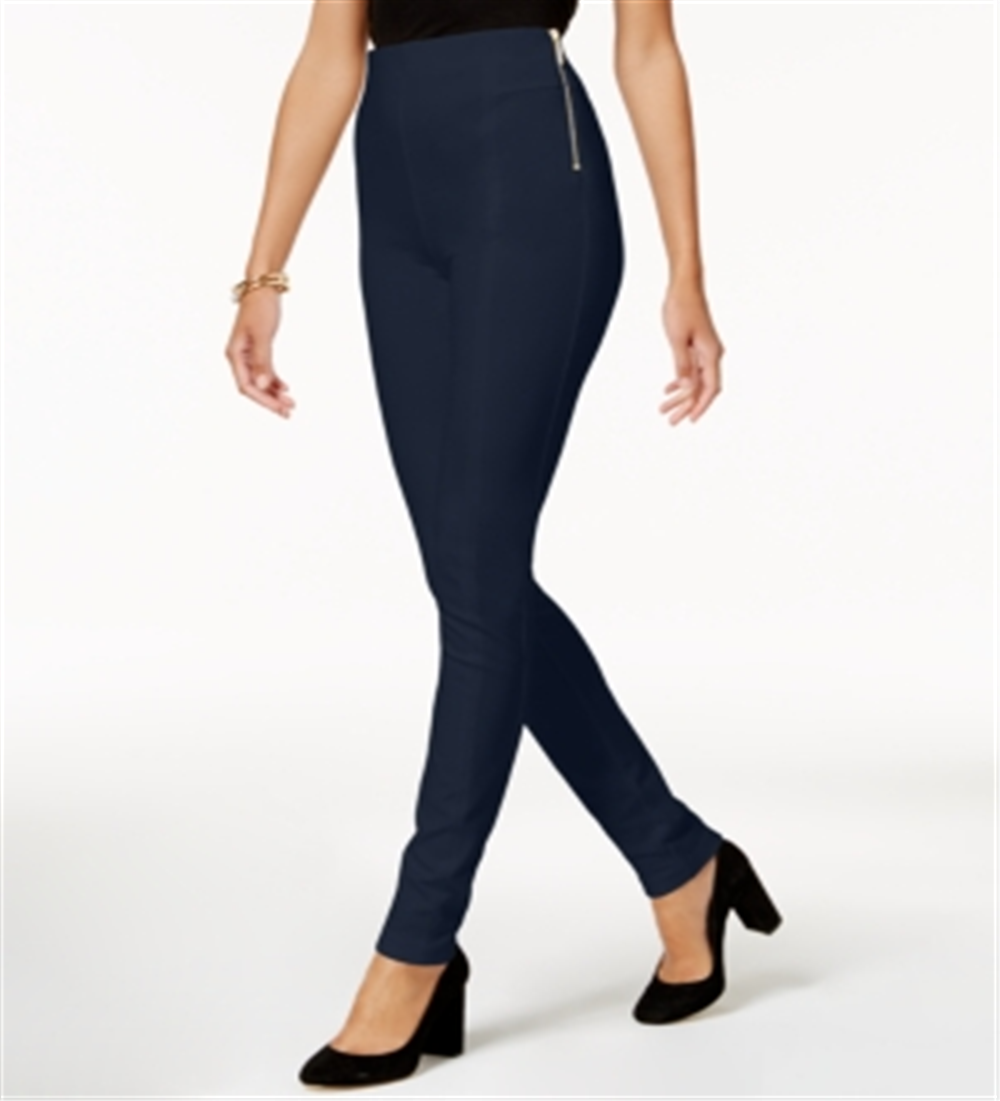 Calça skinny feminina INC International Concepts com zíper duplo e cintura alta, azul, tamanho 2