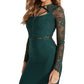 Vestido justo com manga de renda Prianka da Guss para mulheres, branco, tamanho XS