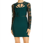 Vestido justo com manga de renda Prianka da Guss para mulheres, branco, tamanho XS