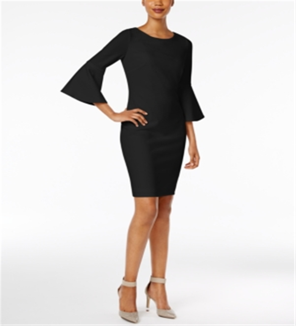Vestido Calvin Klein Feminino Manga Sino Preto Tamanho 2 Petite