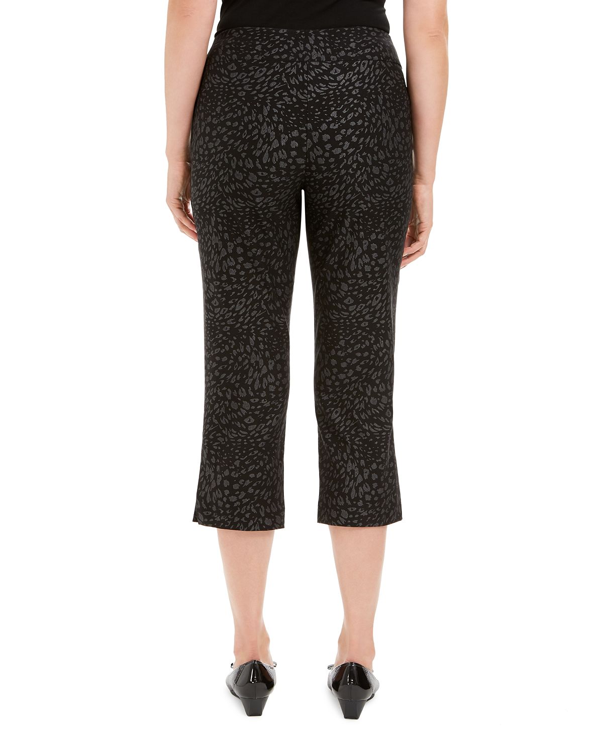 Calça Capri Feminina Estampada com Controle de Barriga JM Collection Preta Tamanho M