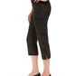 Calça Capri Feminina Estampada com Controle de Barriga JM Collection Preta Tamanho M