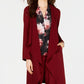 Jaqueta feminina Nine West com decote drapeado e frente aberta, vermelha, tamanho grande