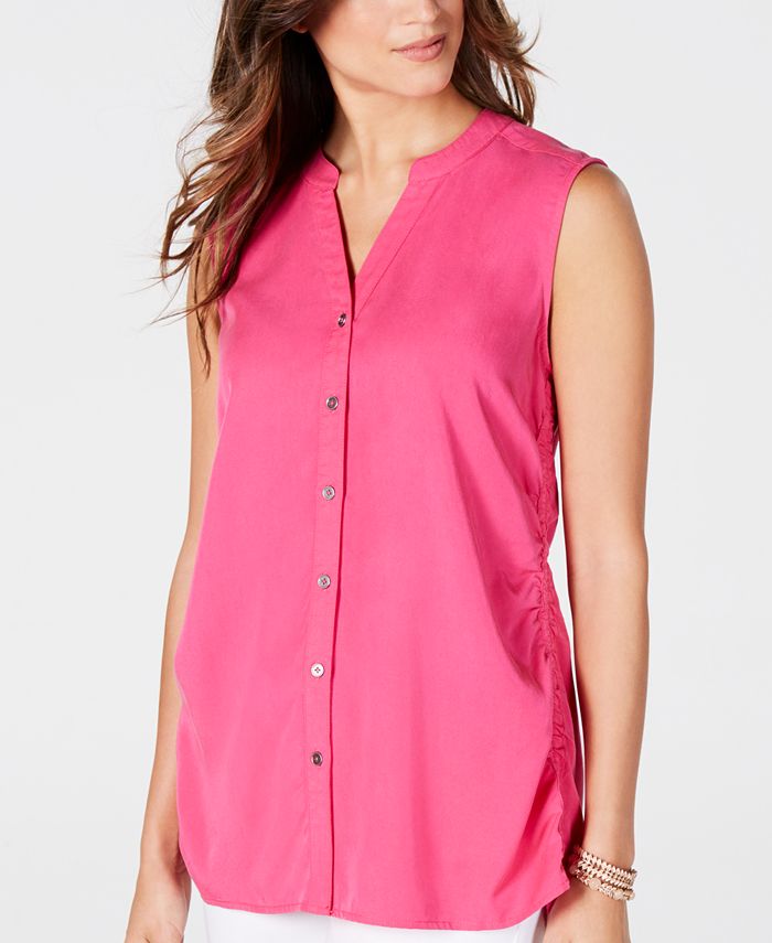 Blusa sem mangas com amarração lateral feminina Style &amp; Co, rosa, tamanho pequeno GG