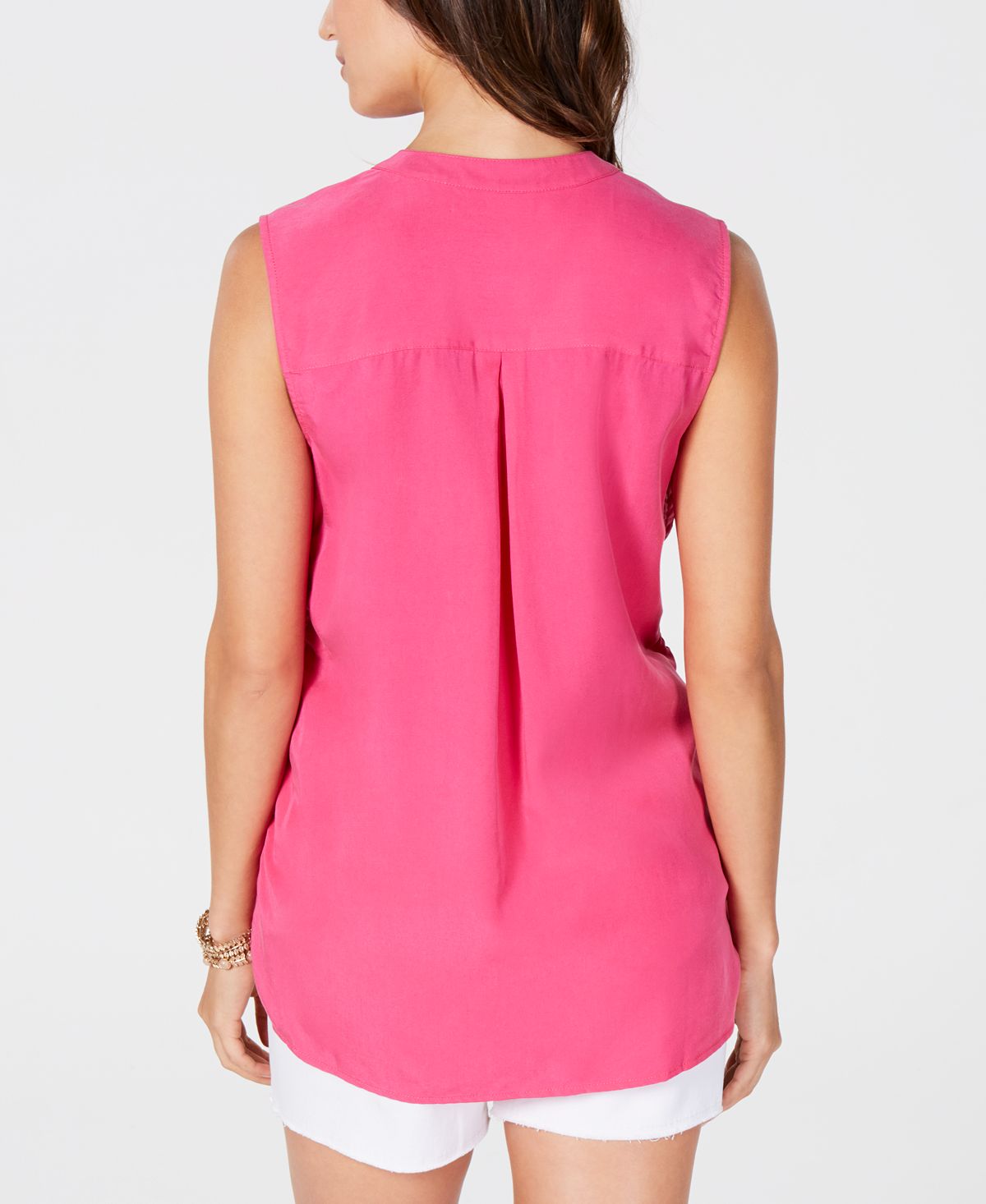 Blusa sem mangas com amarração lateral feminina Style &amp; Co, rosa, tamanho pequeno GG