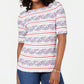 Blusa feminina Karen Scott com estampa de gola canoa, branca, tamanho P