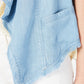 Colete feminino estilo &amp; co com frente drapeada e bainha desfiada, azul, tamanho maior