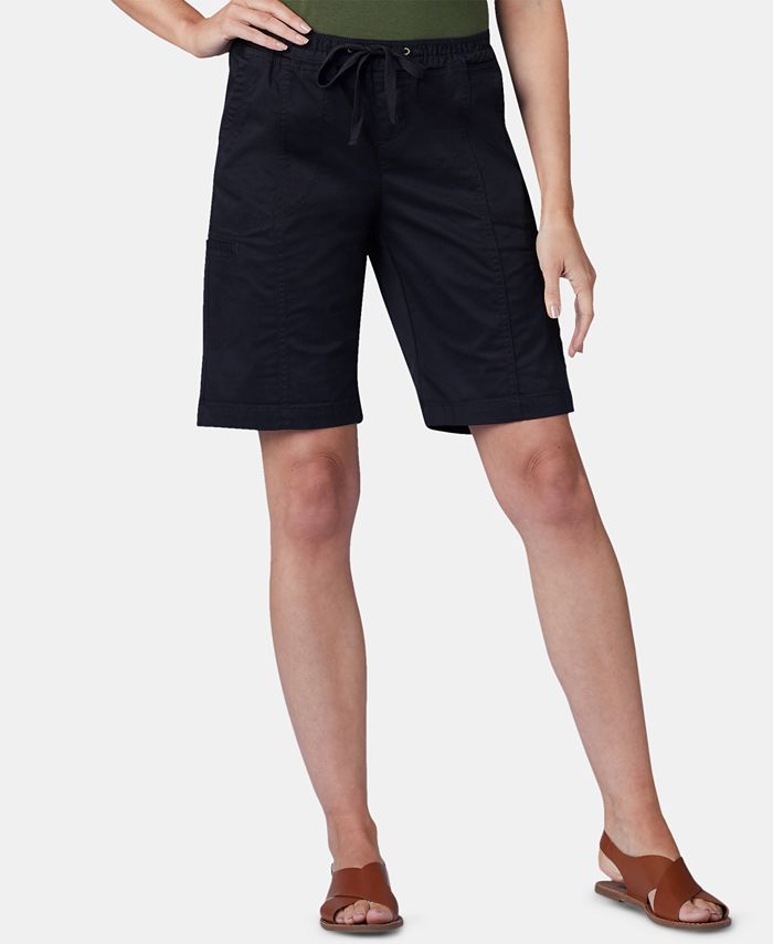 Bermuda feminina Lee Pull on cintura média com cordão - Petite preta tamanho 10 P
