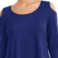 JM Collection Blusa feminina com ombros descobertos, azul, tamanho pequeno GG