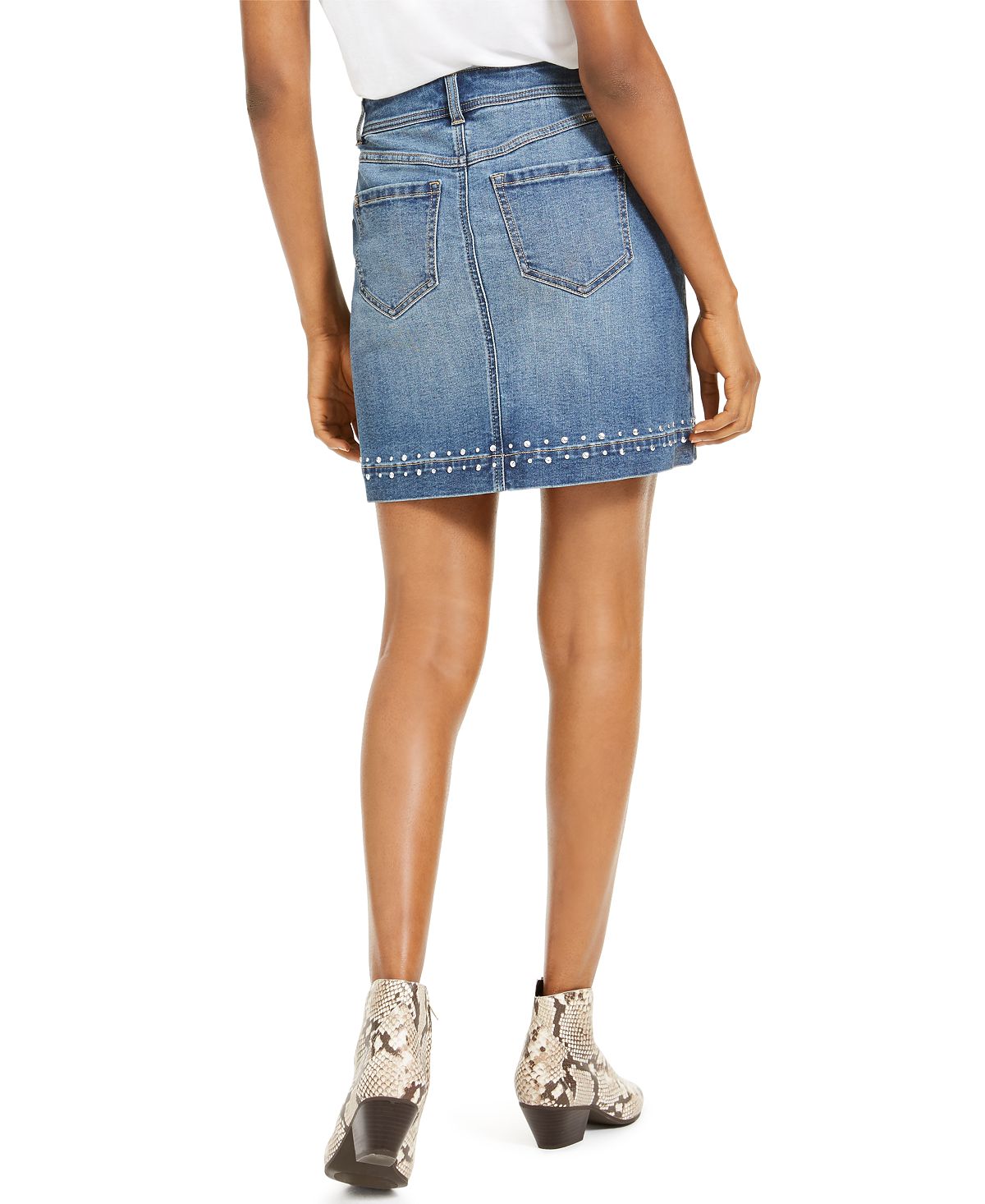 Saia jeans feminina com tachas INC Iternational Concepts, azul, tamanho 6