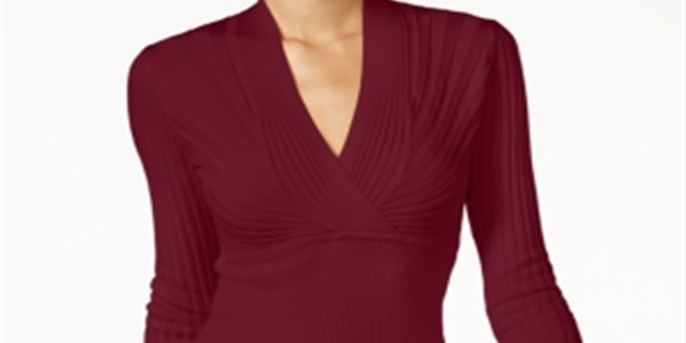 Suéter pulôver canelado feminino INC Iternational Concepts, vermelho, tamanho pequeno médio