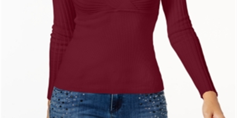 Suéter pulôver canelado feminino INC Iternational Concepts, vermelho, tamanho pequeno médio