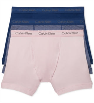 Cuecas boxer masculinas Calvin Klein de algodão elástico, pacote com 3, rosa, tamanho grande