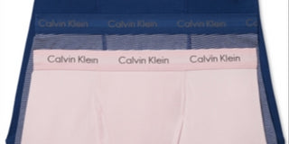Cuecas boxer masculinas Calvin Klein de algodão elástico, pacote com 3, rosa, tamanho grande