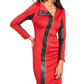 Vestido tubinho feminino Thalia Sodi com acabamento em couro sintético, vermelho, tamanho extragrande