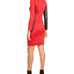 Vestido tubinho feminino Thalia Sodi com acabamento em couro sintético, vermelho, tamanho extragrande