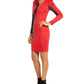 Vestido tubinho feminino Thalia Sodi com acabamento em couro sintético, vermelho, tamanho extragrande