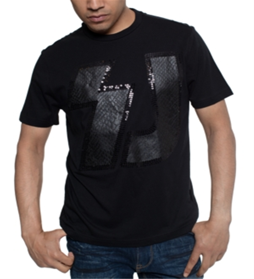 Camiseta masculina Sean John com estampa de pele de cobra sintética - Preto azeviche, tamanho 2XLRG