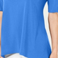 Túnica feminina JM Collection com manga trançada, azul, tamanho pequeno XL