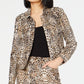 Jaqueta feminina com estampa de leopardo INC Iternational Concepts, marrom, tamanho X-S