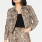 Jaqueta feminina com estampa de leopardo INC Iternational Concepts, marrom, tamanho X-S