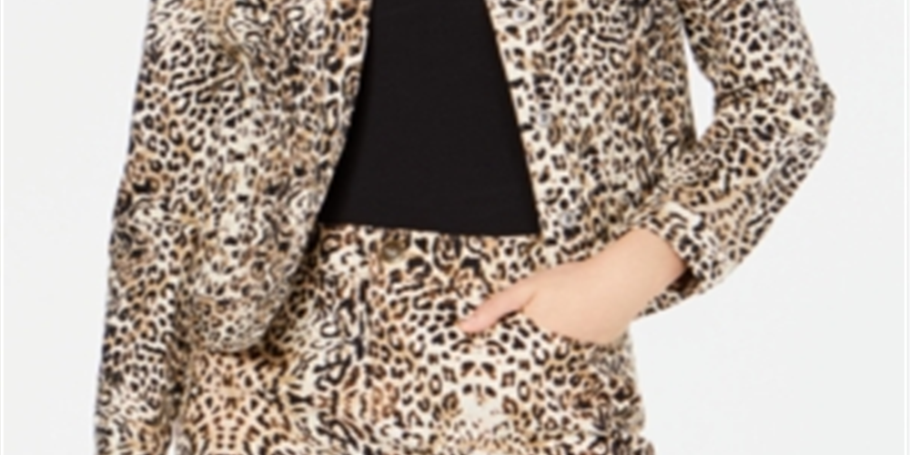 Jaqueta feminina com estampa de leopardo INC Iternational Concepts, marrom, tamanho X-S