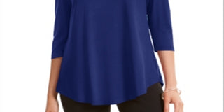 JM Collection Blusa feminina de ombro descoberto azul tamanho GG