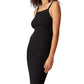 Vestido midi canelado com decote alto e costas nuas Cotton on para mulheres, preto, tamanho GG