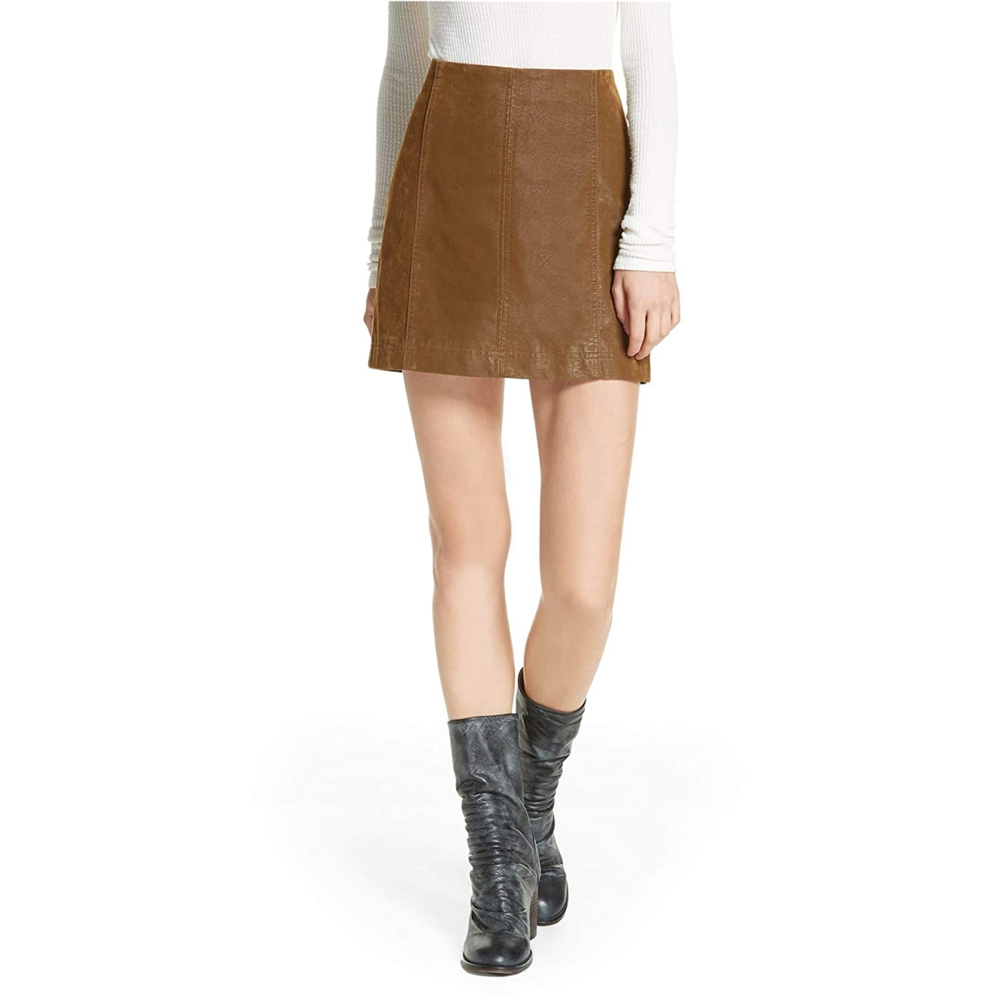 Minissaia vegana feminina Free People, marrom, tamanho 10