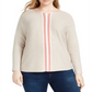 Suéter listrado feminino plus size varsity da INC Iternational Concepts, rosa, tamanho 1X