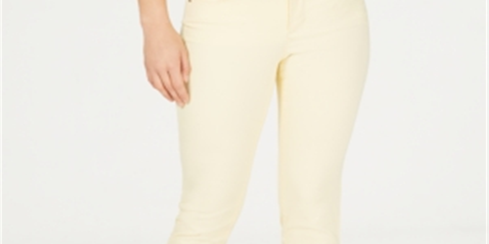 Calça jeans feminina Charter Club Denim Bristol Twill, tamanho 12P, amarela