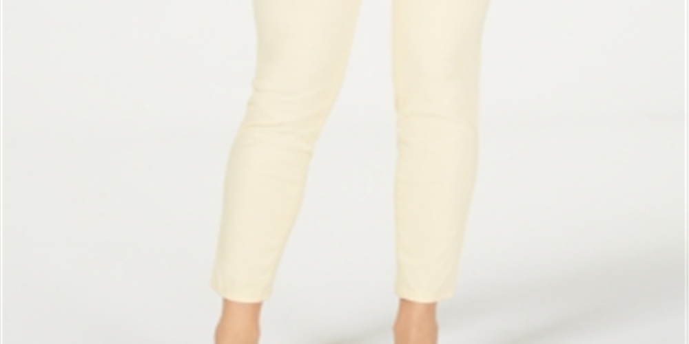 Calça jeans feminina Charter Club Denim Bristol Twill, tamanho 12P, amarela