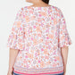 Blusa feminina Charter Club Plus com estampa de outono e manga sino, branca, tamanho 2X