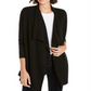 Suéter feminino canelado aconchegante com frente aberta da INC Iternational Concepts, preto, tamanho X-S