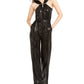 Macacão feminino Michael Kors com lantejoulas e sem mangas, estilo tubo reto, para coquetel, preto, tamanho extragrande
