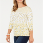 Charter Club Blusa feminina com estampa floral e decote canoa, branca, tamanho grande