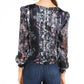 Blusa feminina estampada com bainha amarrada, azul escuro, tamanho pequeno G, da INC International Concepts