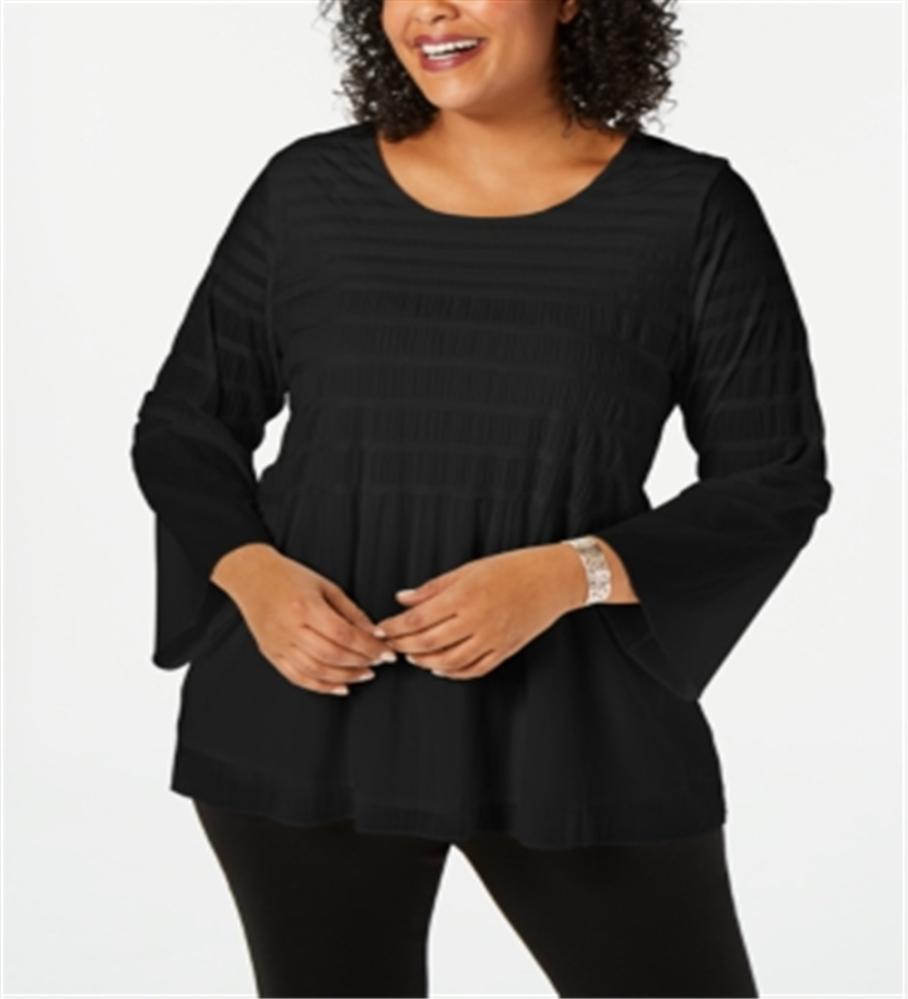 Blusa listrada Alfani feminina preta tamanho 2X