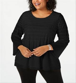 Blusa listrada Alfani feminina preta tamanho 2X