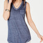 Blusa feminina estilo &amp; co com bolso no peito, azul, tamanho XS