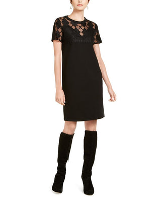 Escada Women's Sport Lace Yoke Shift Dress Black Size 36