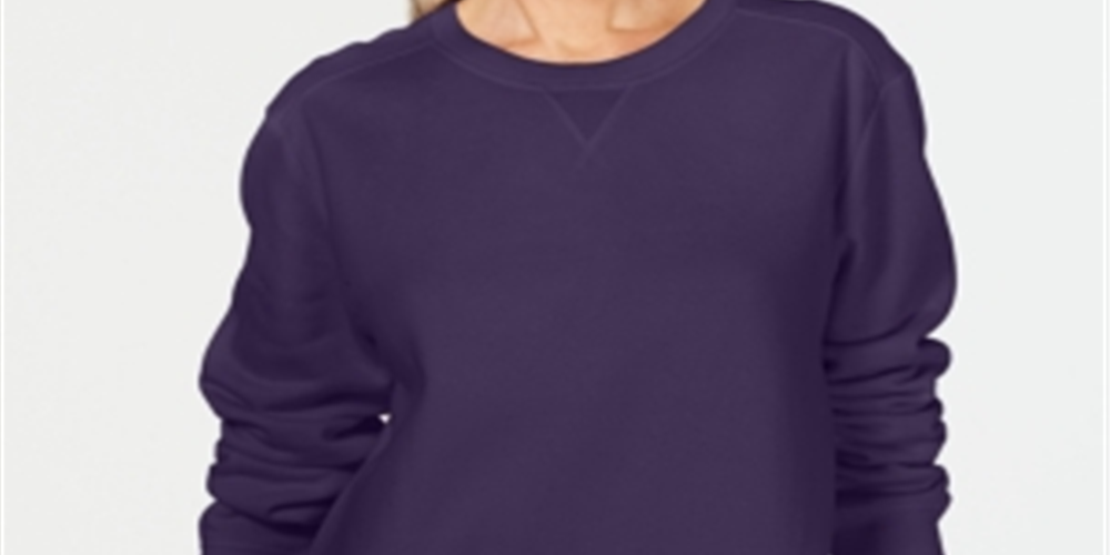 Moletom feminino Karen Scott de lã com gola redonda, roxo, tamanho pequeno P