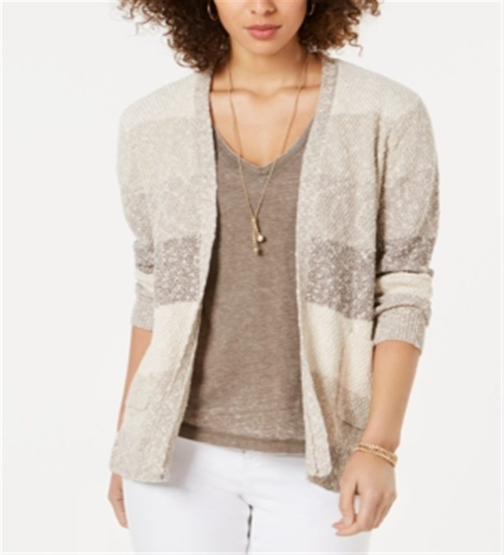 Cardigan listrado feminino Style &amp; Co, marrom, tamanho pequeno grande