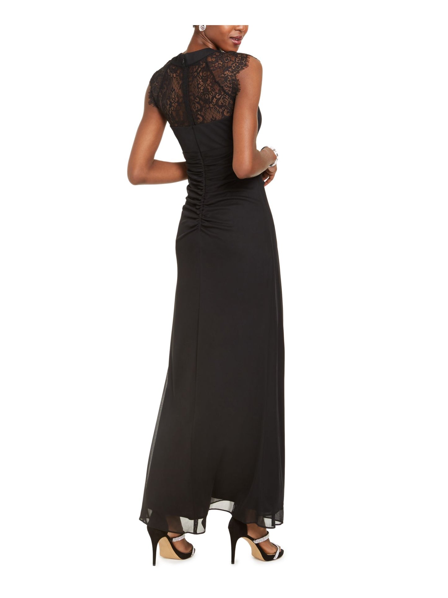 Vestido feminino Betsy &amp; Adam com mangas de renda e drapeado frontal, preto, tamanho 6