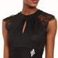 Vestido feminino Betsy &amp; Adam com mangas de renda e drapeado frontal, preto, tamanho 6