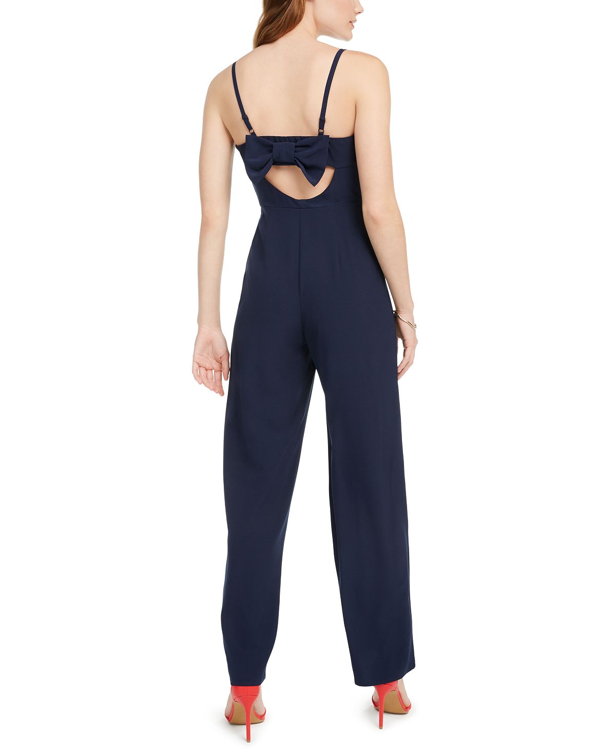 Macacão feminino Trixxi com alças finas, decote em V, perna larga, azul, tamanho 1