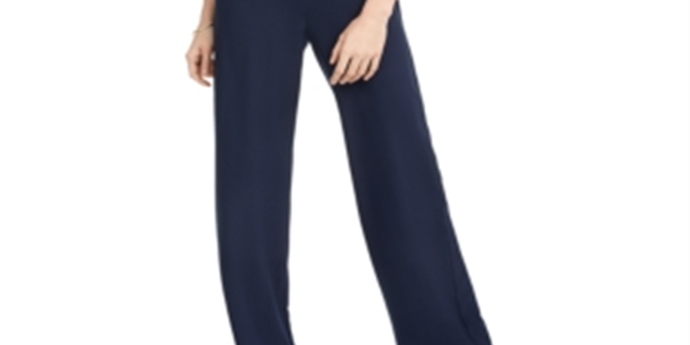 Macacão feminino Trixxi com alças finas, decote em V, perna larga, azul, tamanho 1