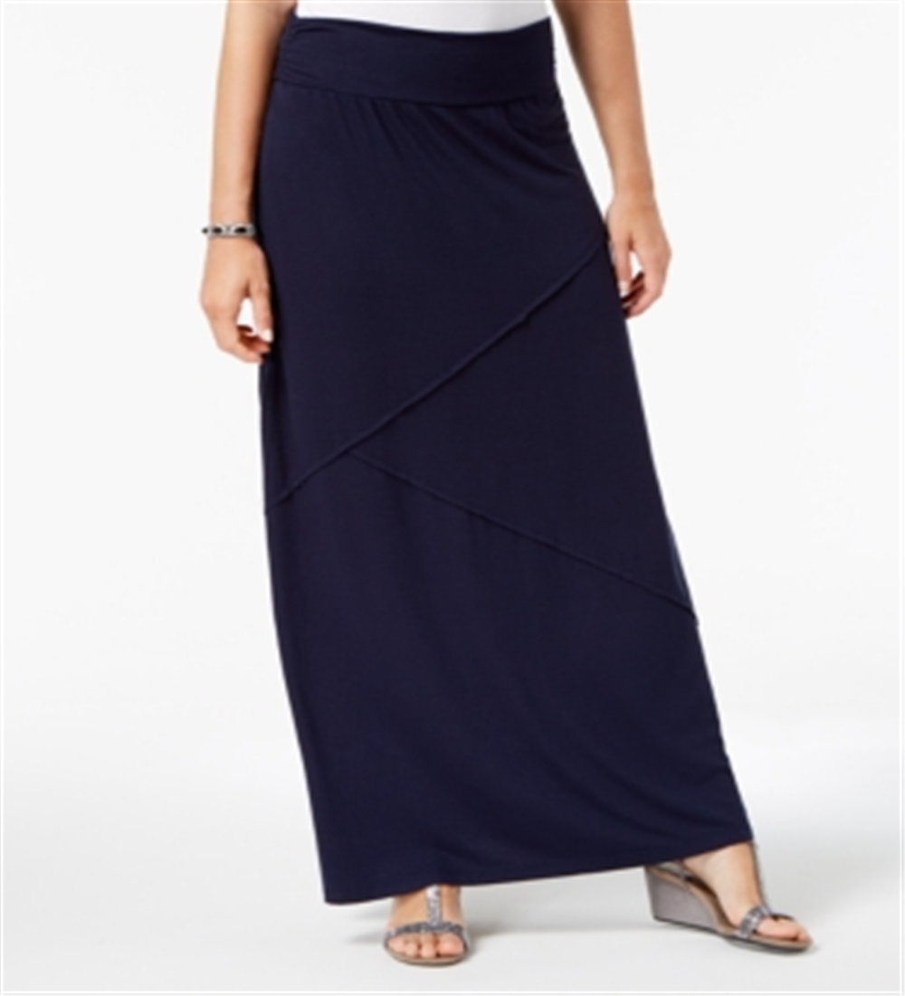 Saia feminina Style &amp; Co Petite Maxi com costura exposta azul tamanho Petite X-Large