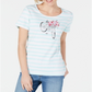 Camiseta feminina listrada Karen Scott, branca, tamanho X-G